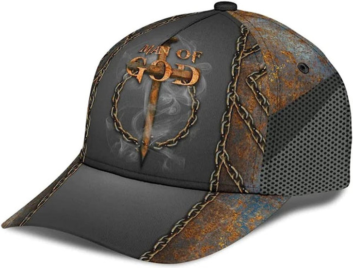 FUNSTUFFPRINT Man Of God Cross All Over Print Baseball Cap - Christian Hats For Men Women