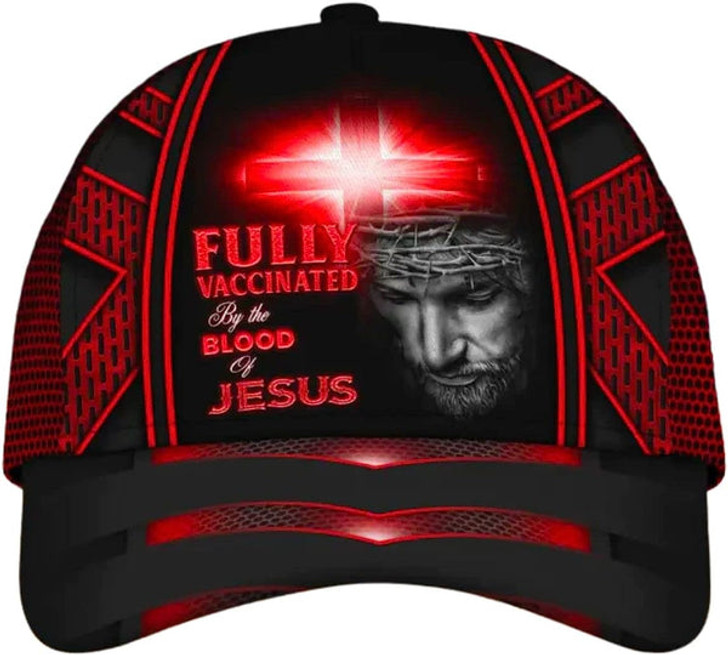 FUNSTUFFPRINT Jesus Fully Vaccinated By The Blood Of Jesus All Over Print Baseball Cap - Christian Hats For Men Women