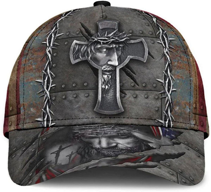 FUNSTUFFPRINT Jesus Christ Crucifixion Of Jesus All Over Print Baseball Cap - Christian Hats For Men Women