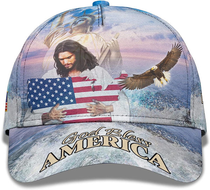 FUNSTUFFPRINT God Bless America Eagle Ball For Independence All Over Print Baseball Cap - Christian Hats For Men Women