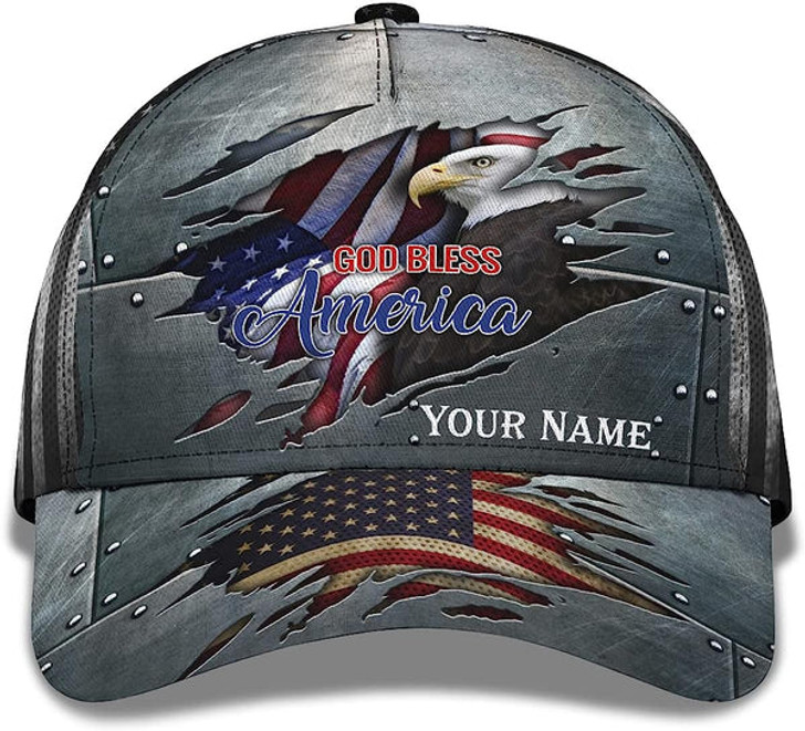 FUNSTUFFPRINT Custom God Bless America Bald Eagle Patriotic All Over Print Baseball Cap - Christian Hats For Men Women