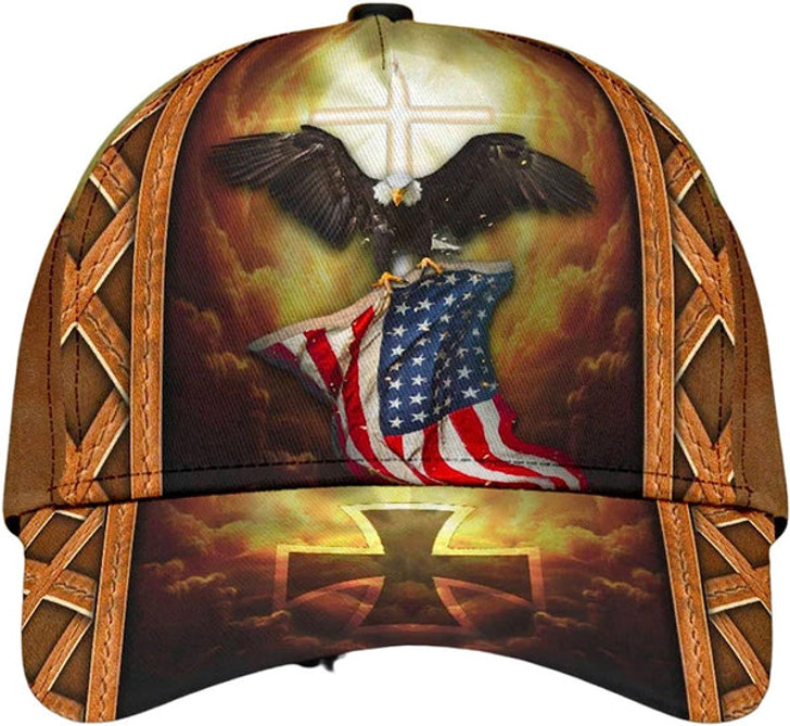 FUNSTUFFPRINT Eagle With One Nation Under God All Over Print Baseball Cap - Christian Hats For Men Women