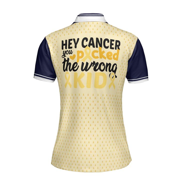 Childhood Cancer Awareness Short Sleeve Women Polo Shirt, Childhood Cancer Picked The Wrong Kid Shirt