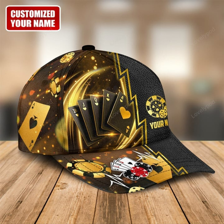 FUNSTUFFPRINT Personalized Name Pocker Classic Cap, Pocker hat cap for men, Gift for Pocker player