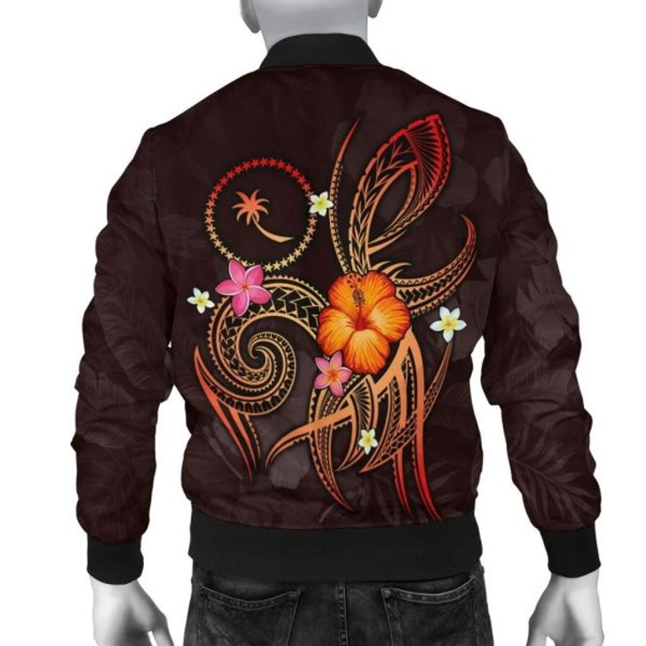FUNSTUFFPRINT Chuuk Polynesian Men’s Bomber Jacket – Legend of Chuuk (Red) 3D Bomber Jacket
