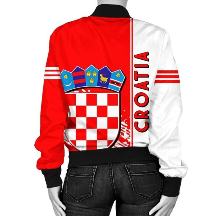 FUNSTUFFPRINT Croatia Coat Of Arms Women Bomber Jacket Quarter Style 3D Bomber Jacket