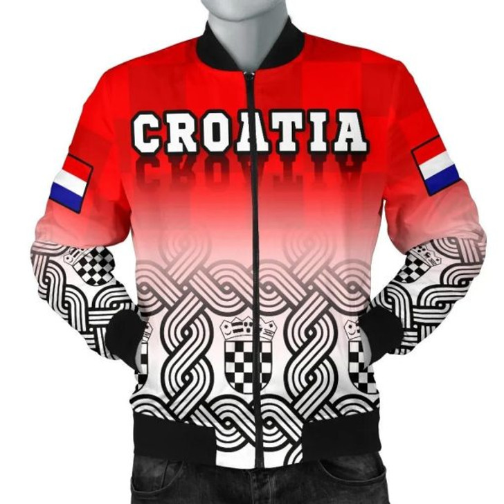 FUNSTUFFPRINT Croatia Men’s Bomber Jacket – Croatian Wattle Coat Of Arms 3D Bomber Jacket