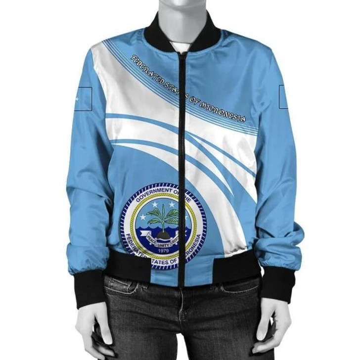 FUNSTUFFPRINT Federated States of Micronesia Coat Of Arms Women Bomber Jacketticket Bomber Jacket 3D Bomber Jacket