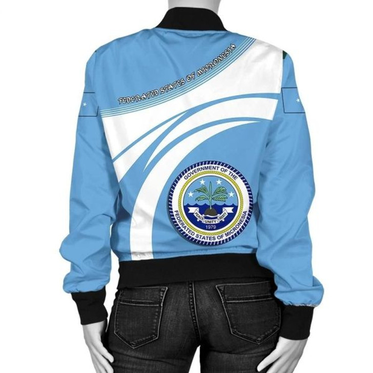 FUNSTUFFPRINT Federated States of Micronesia Coat Of Arms Women Bomber Jacketticket Bomber Jacket 3D Bomber Jacket