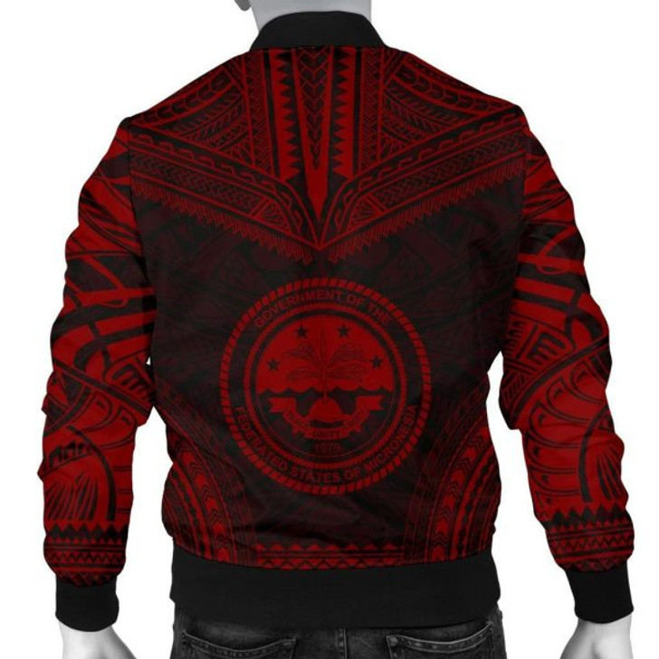 FUNSTUFFPRINT Federated States Of Micronesia Polynesian Chief Men’s Bomber Jacket – Red Version 3D Bomber Jacket