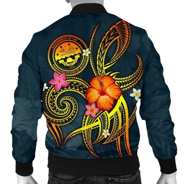 FUNSTUFFPRINT Federated States of Micronesia Polynesian Personalised Men’s Bomber Jacket – Legend of FSM (Blue) 3D Bomber Jacket