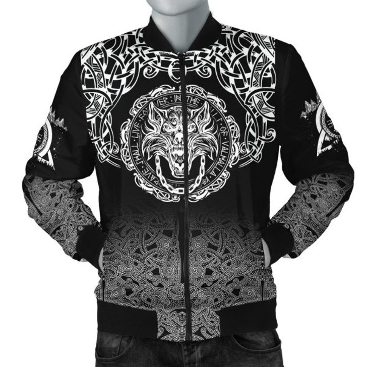 FUNSTUFFPRINT Fenrir Valhalla Bomber Jacket – Ornate pattern 3D Bomber Jacket