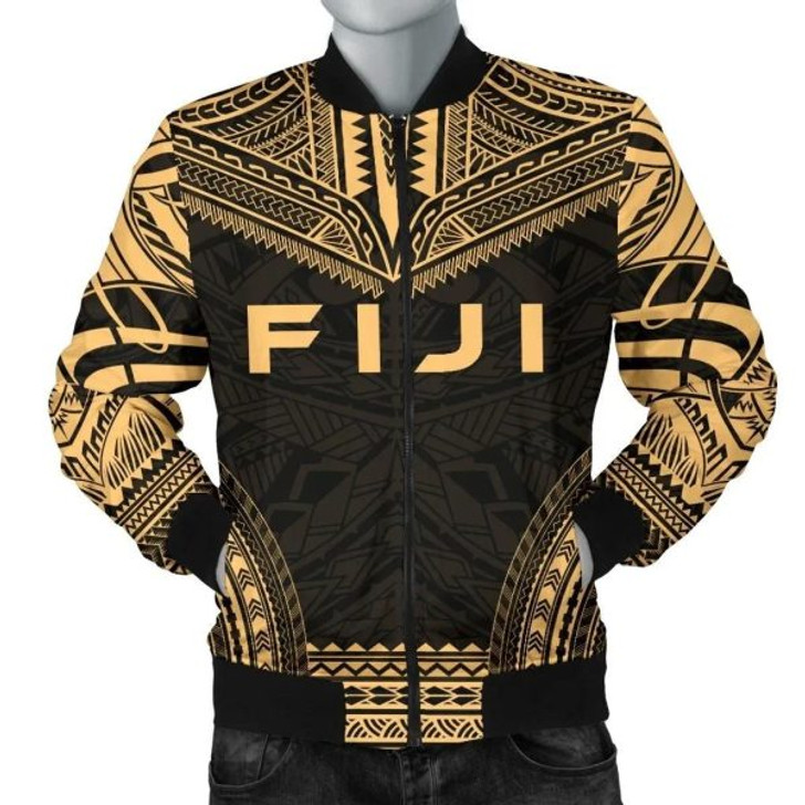 FUNSTUFFPRINT Fiji Polynesian Chief Men’s Bomber Jacket – Gold Version 3D Bomber Jacket