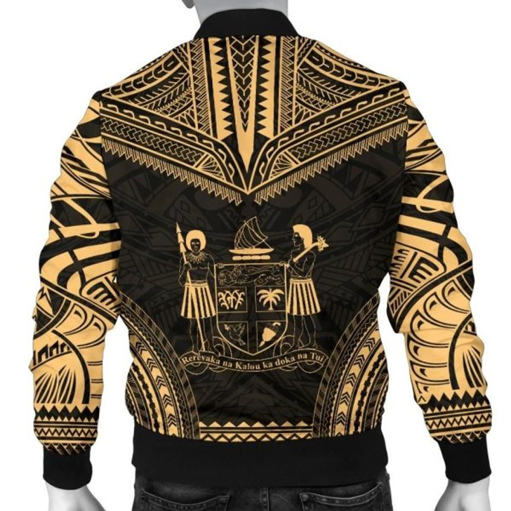 FUNSTUFFPRINT Fiji Polynesian Chief Men’s Bomber Jacket – Gold Version 3D Bomber Jacket