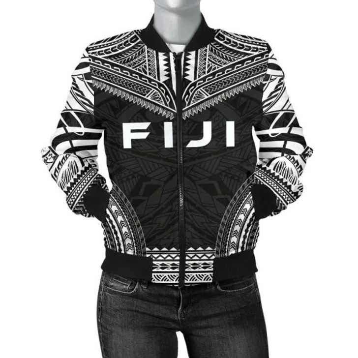 FUNSTUFFPRINT Fiji Polynesian Chief Women’S Bomber Jacket – Black Version 3D Bomber Jacket