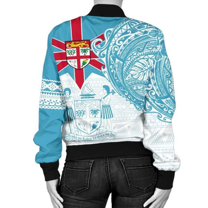 FUNSTUFFPRINT Fiji Polynesian Women’s Bomber Jacket – Fiji Flag Fiji Flag with Coat of Arms 3D Bomber Jacket