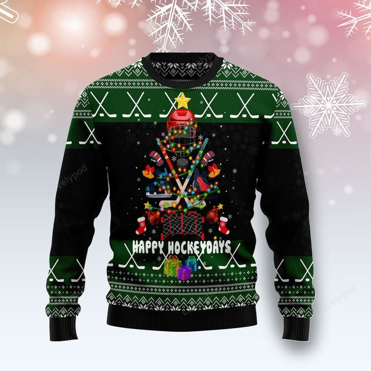 FUNSTUFFPRINT Hockey Is Back Ugly Christmas Sweater For Men & Women, Adult  Ugly Sweater