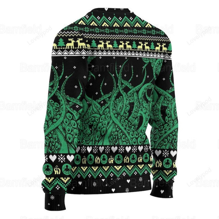 FUNSTUFFPRINT Octopus Ugly Christmas Sweater, Christmas Ugly Sweater, Octopus Cool Ugly Sweater, Octopus Christmas Shirt Ugly Sweater