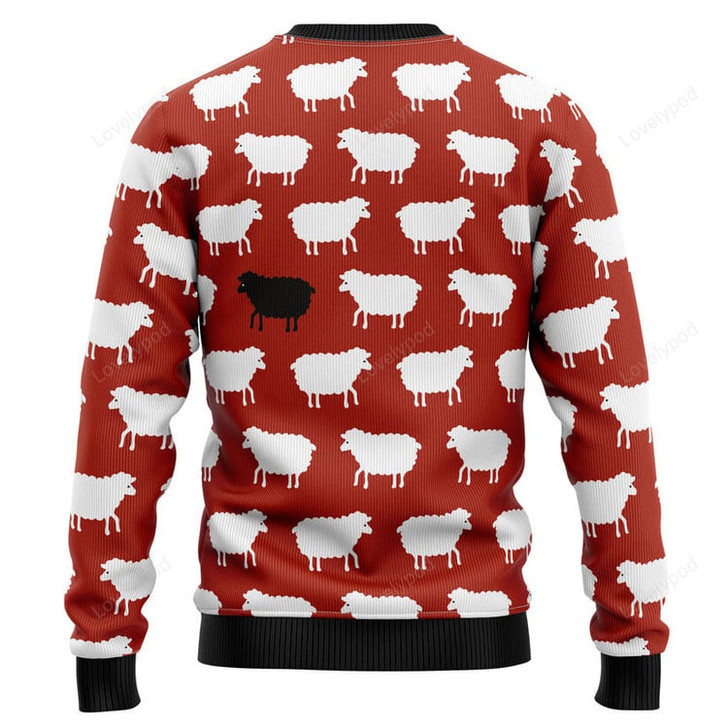 FUNSTUFFPRINT Sheep Black And White Ugly Christmas Sweater, Ugly Christmas Sweater Sweatshirt, Christmas gift for Sheep lover Ugly Sweater