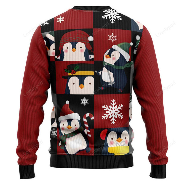 FUNSTUFFPRINT Cute Penguin Ugly Christmas Sweater, Christmas apparel, Xmas gift for adult Ugly Sweater