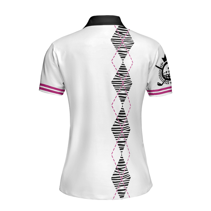 Golf Is My New Religion Golf Short Sleeve Women Polo Shirt, Zebra Argyle Golf Shirt For Ladies, Unique Golf Gift