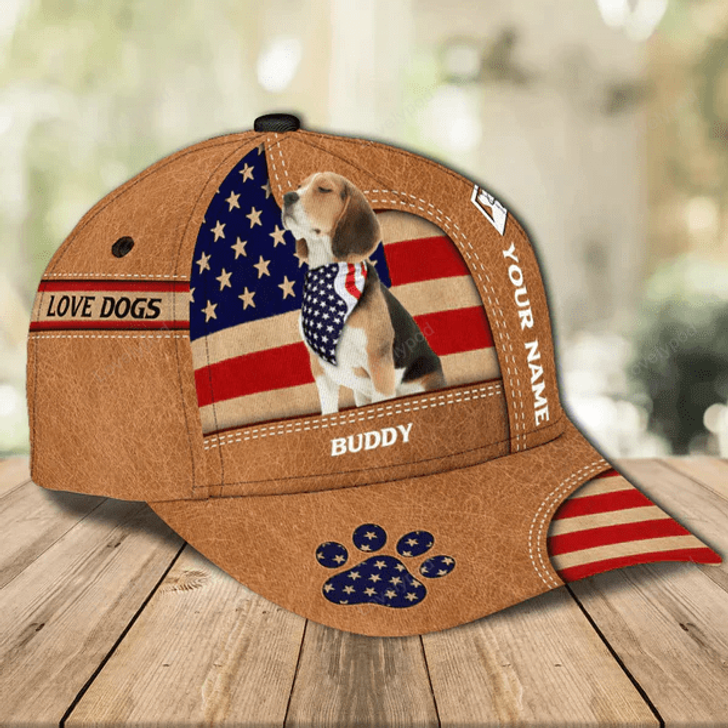 FUNSTUFFPRINT Gift for Father Lovely Dogs With USA Flag Classic Cap, Personalized Gift for Dog Lovers, Dog Dad, Dog Mom