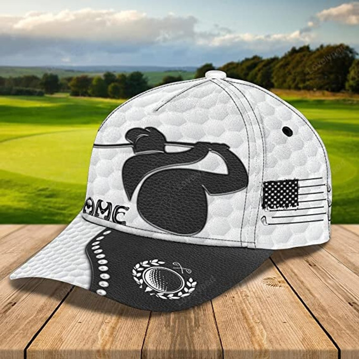 FUNSTUFFPRINT Sporty Golfing Custom Name Hat With Golf Ball and Wedge, Mens Women’s 3D classic cap