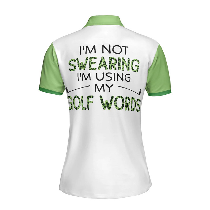 Leopard Green Argyle Pattern Women Polo Shirt, I'm Not Swearing I'm Using My Golf Word Polo Shirt, Best Golf Shirt For Ladies, Gift For Golfers