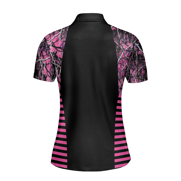 Thinning Layout Sexy Golf Girl Pink Camouflage Pattern Golf Short Sleeve Women Polo Shirt, Best Golf Ladies Shirt