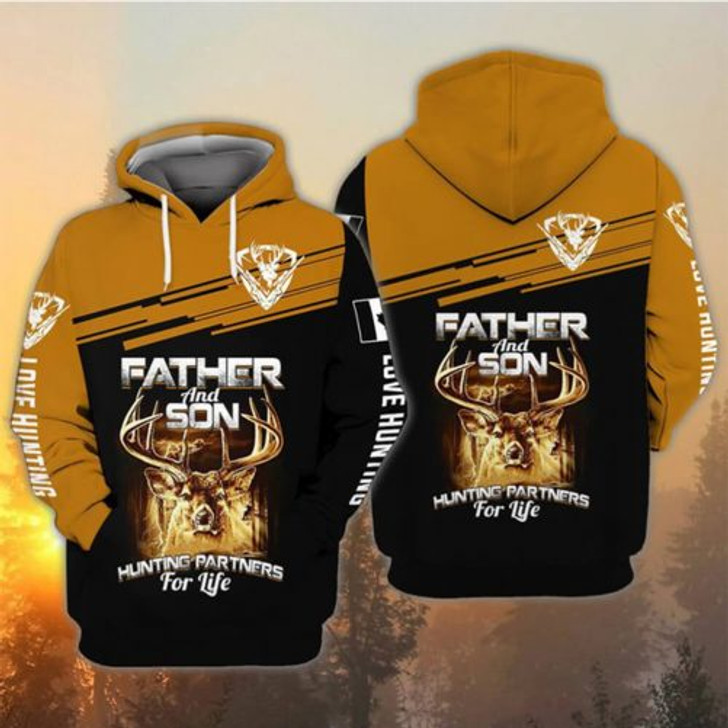 FUNSTUFFPRINT Dad 3D Hoodie Father And Son Hunting Partners For Life   3D Hoodie and Zip Hoodie