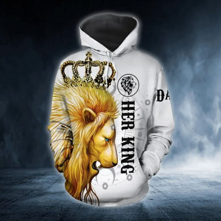 FUNSTUFFPRINT Personalized Lion Couple 3D All Over Hoodie His Queen Her King   3D Hoodie and Zip Hoodie
