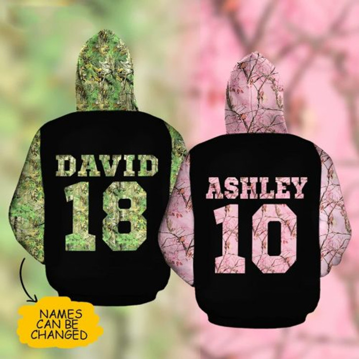 FUNSTUFFPRINT  Personalized Hunting Camo 3D All Over Hoodie Clyde Bonnie  3D Hoodie and Zip Hoodie