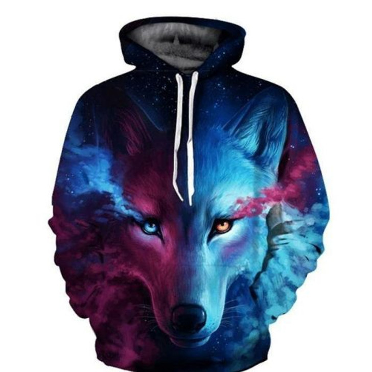 FUNSTUFFPRINT  Blue Wolf 3D All Over Hoodie  3D Hoodie and Zip Hoodie