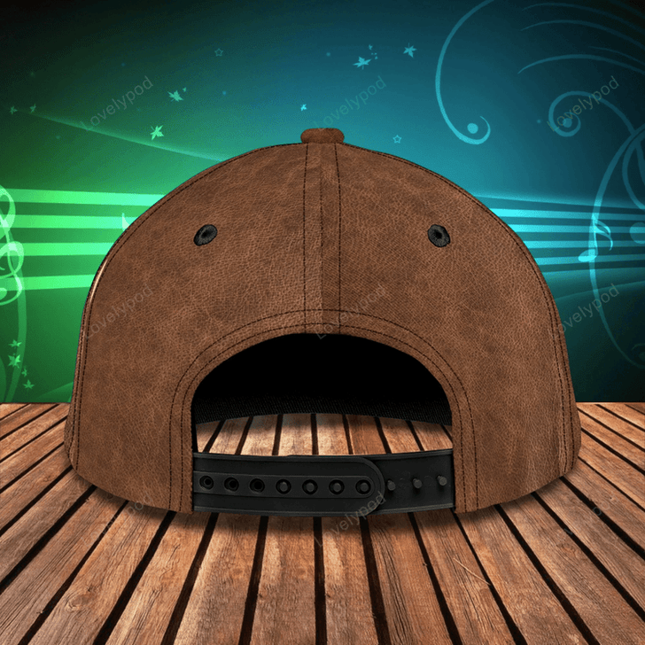 FUNSTUFFPRIT Personalized Brown Guitar Baseball Cap Hat For Musican And Guitarist, Classic Cap With Guitar Leather Pattern-SBC-10750