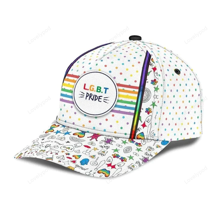 FUNSTUFFPRIT Pride Baseball Cap, Stop Hate Bright Color LGBT Printing Baseball 3D Cap Hat