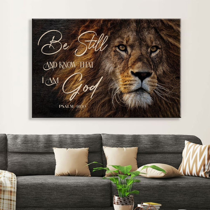 Lion Of Judah, Be Still And Know That I Am God Wall Art Canvas - Religious Wall Decor