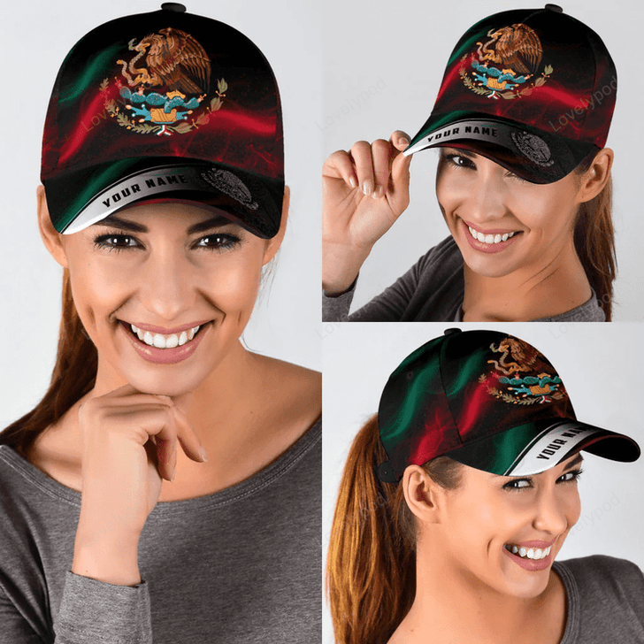 FUNSTUFFPRIT Personalized Mexico Smoke 3D Classic Cap, Baseball Hat For Mexican, Mexico Hat Cap