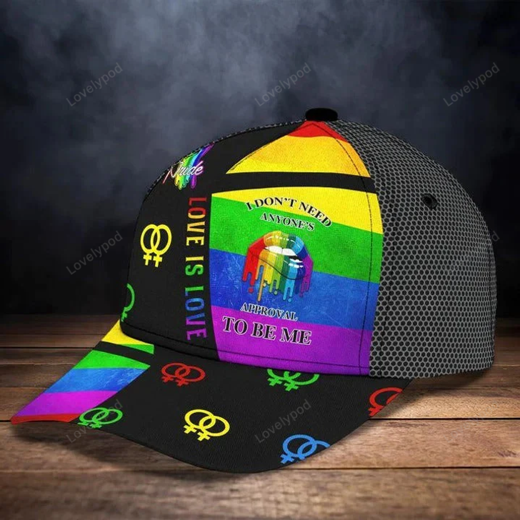FUNSTUFFPRIT Pride Cap For Her, Lesbian Cap I Don't Need Anyone's Approval To Be Me Printing Baseball Cap Hat
