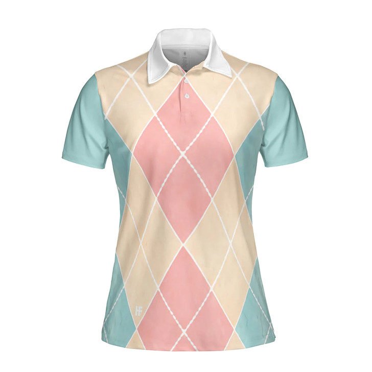 Plaid Pattern Bowling Polo Shirt, Just A Girl Who Loves Bowling Short Sleeve Polo Shirt For Female Bowlers