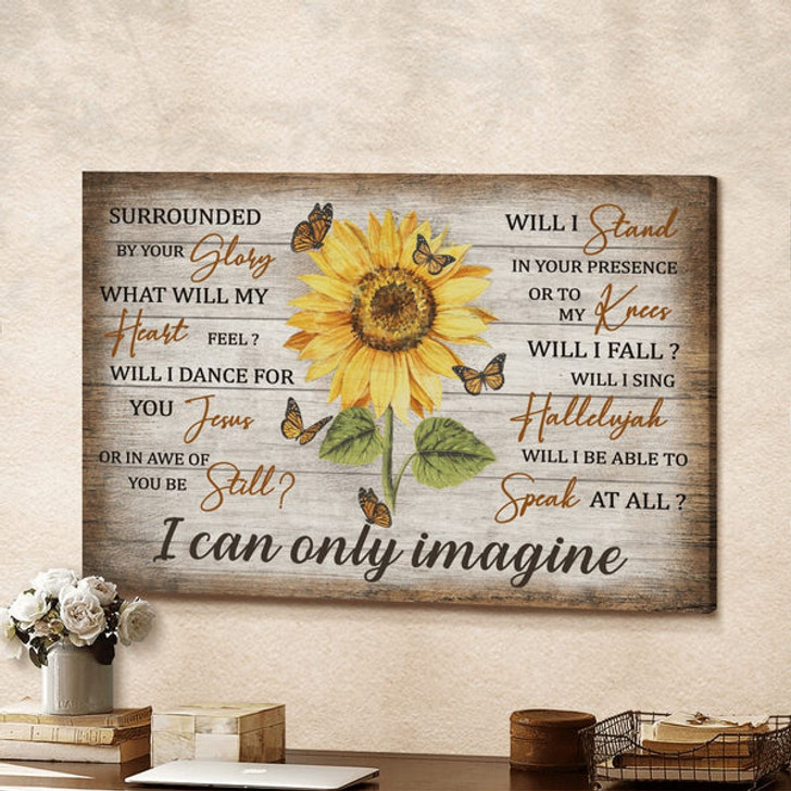 Jesus Sunflower And Yellow Butterfly I Can Only Imagine Canvas Wall Art - Jesus Canvas Pictures - Christian Wall Posters