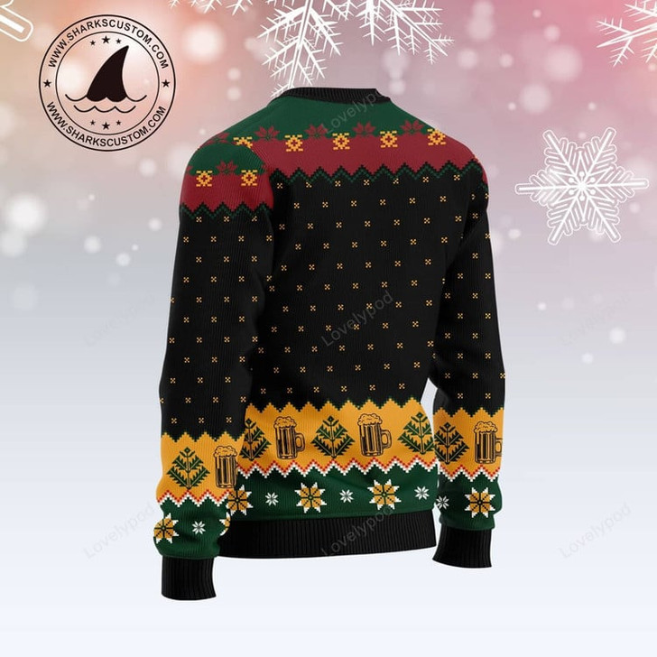 FUNSTUFFPRINT The Beer Lover Elf Ugly Christmas Sweater for men and women, Gift for beer lover Ugly Sweater