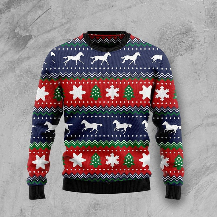FUNSTUFFPRINT Amazing Horses Ugly Christmas Sweater, Ugly sweater for men and women Ugly Sweater