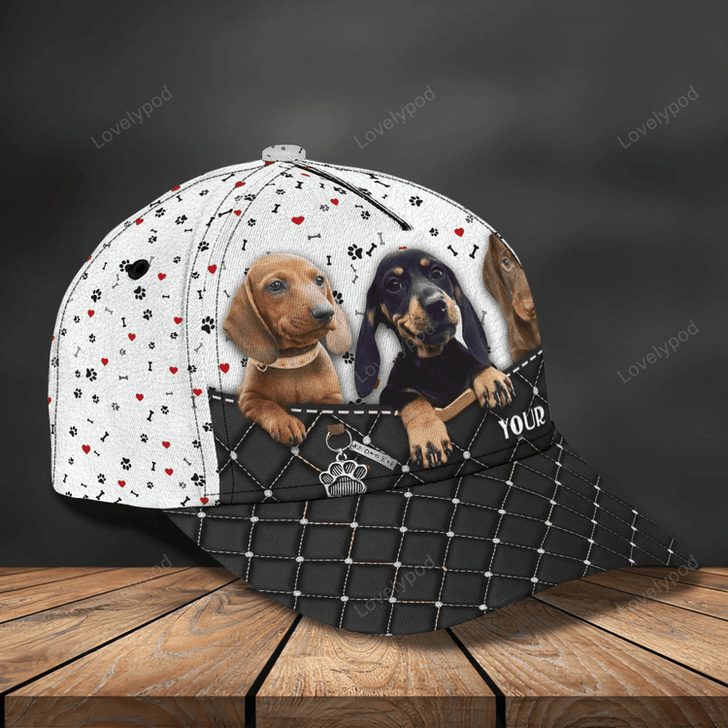FUNSTUFFPRIT Personalized Baseball Dachshund Cap Hat For Dog Lover, 3D Full Print Dachshund Dog Cap Hat-SBC-10930