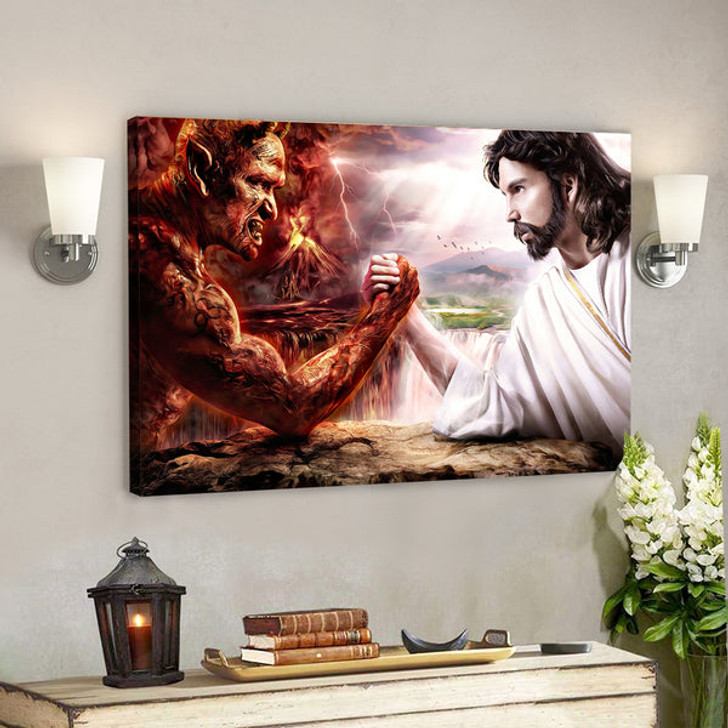 Jesus And Devil - Jesus Pictures - Jesus Canvas Poster - Jesus Wall Art - Christian Canvas Prints - Faith Canvas - Gift For Christian - Ciaocustom