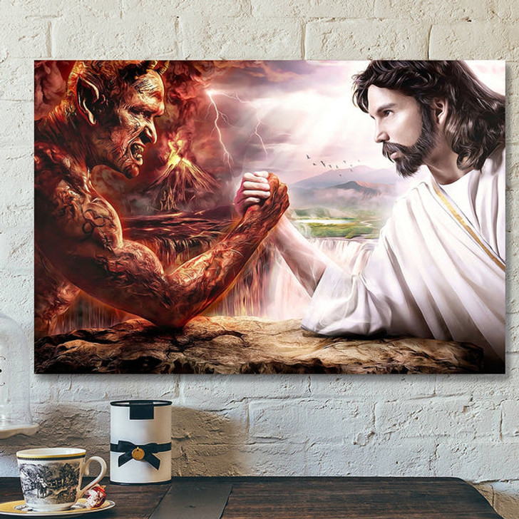 Jesus And Devil - Jesus Pictures - Jesus Canvas Poster - Jesus Wall Art - Christian Canvas Prints - Faith Canvas - Gift For Christian - Ciaocustom