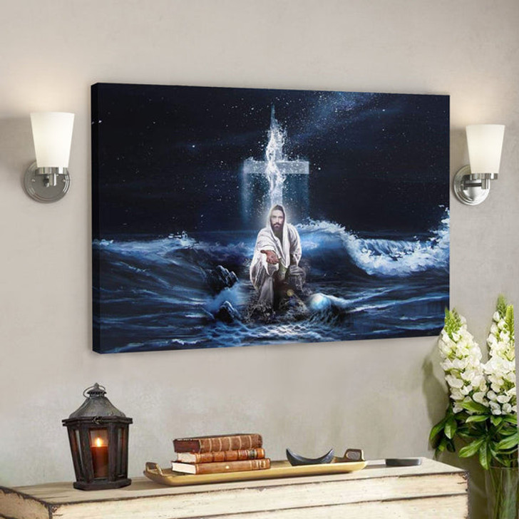 God Canvas Prints - Jesus Canvas Art - Jesus Outstretched Hands Saves Canvas Wall Art - Horizontal Christian Wall Art - Ciaocustom