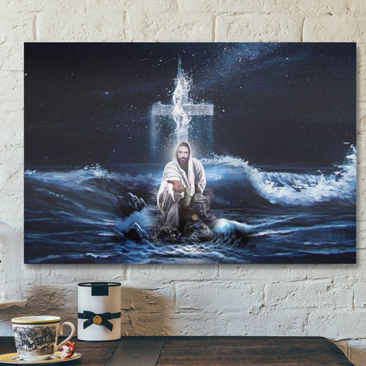 God Canvas Prints - Jesus Canvas Art - Jesus Outstretched Hands Saves Canvas Wall Art - Horizontal Christian Wall Art - Ciaocustom