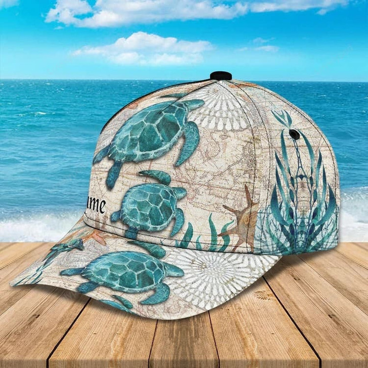 FUNSTUFFPRINT Customized Turtle Art Summer 3D Baseball Cap, Turtle Hat for Husband and Wife-SBC-11026