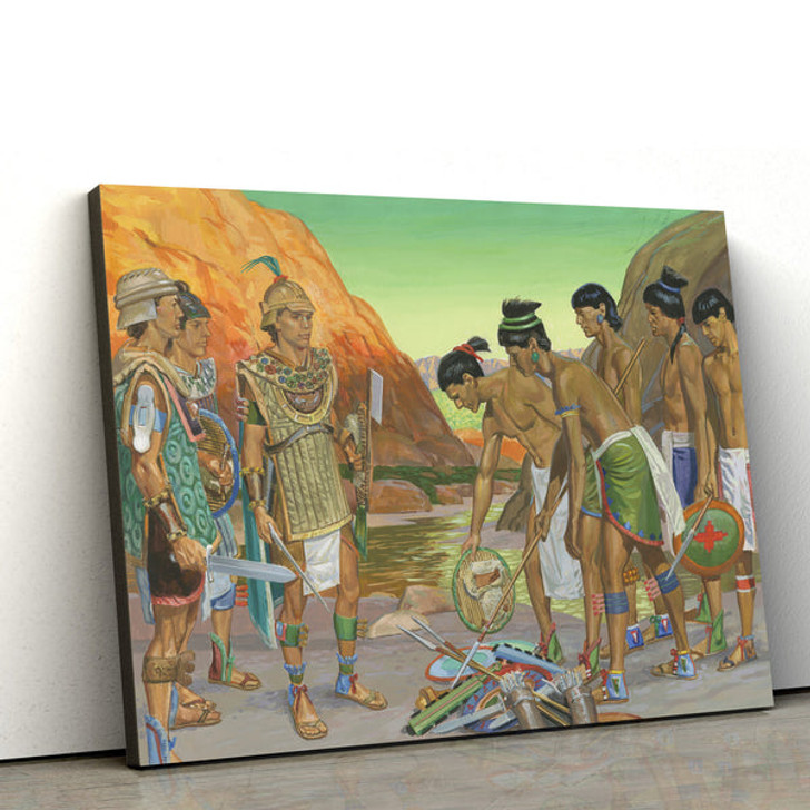 Army Of Zerahemnah Throws Down Its Weapons Canvas Pictures - Christian Paintings For Home - Religious Canvas Wall Decor
