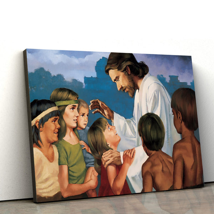 Jesus Christ Blessing Children Nephite Canvas Wall Art - Easter Wall Art - Christian Canvas Wall Art